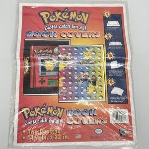 Vintage Pokemon Book Covers 14.5" X 22" New Old Stock Sealed 1999 Nintendo Set 2